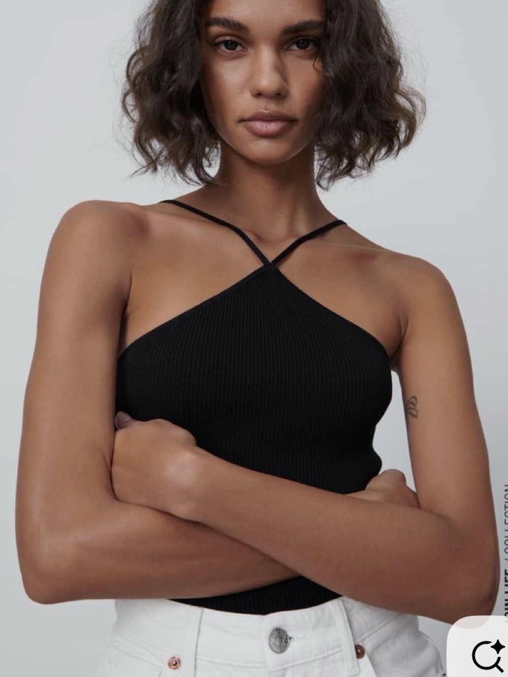 Zara Black Ribbed Halter Top